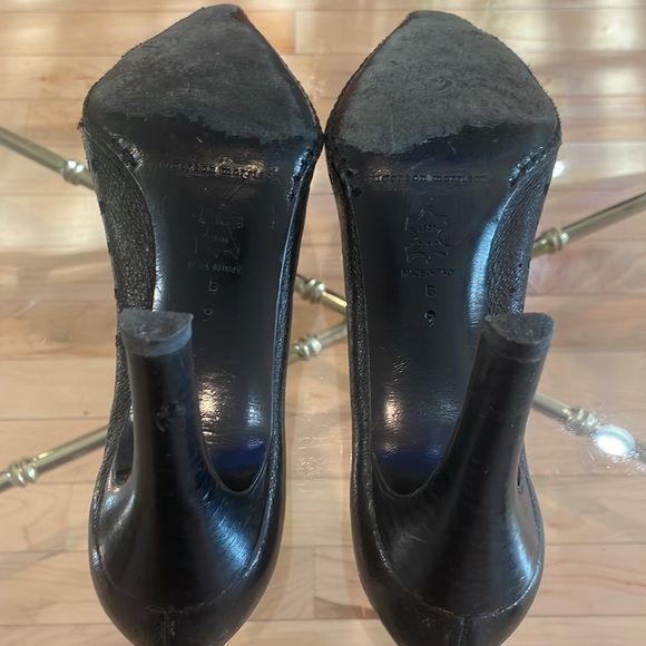 Sigerson Morrison Dark Brown Laser Cut Lace Up Point Toe High Heel Pumps Size 9B - Picture 7 of 9